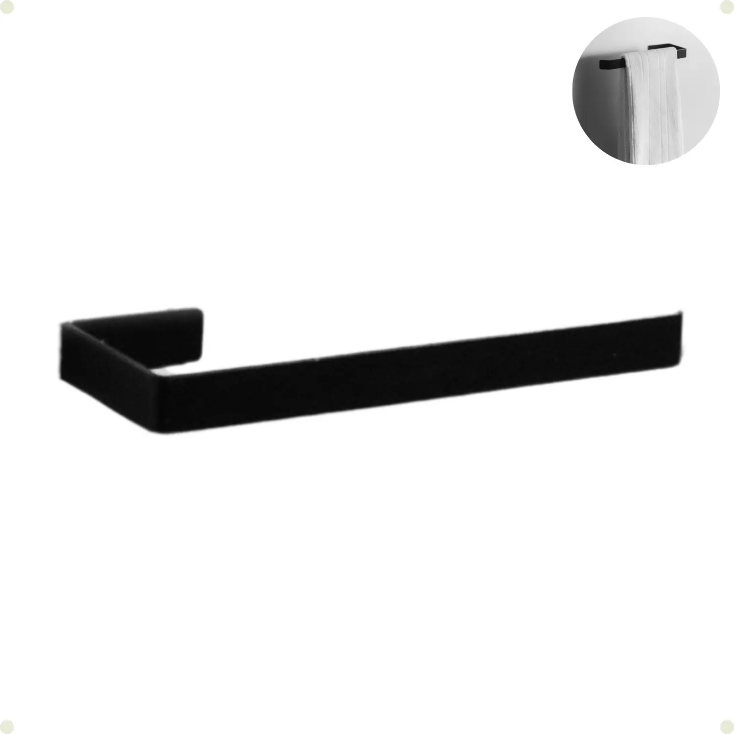 Suporte Para Toalha De Rosto De Parede Para Banheiro Line Resistente Preto Parafusado