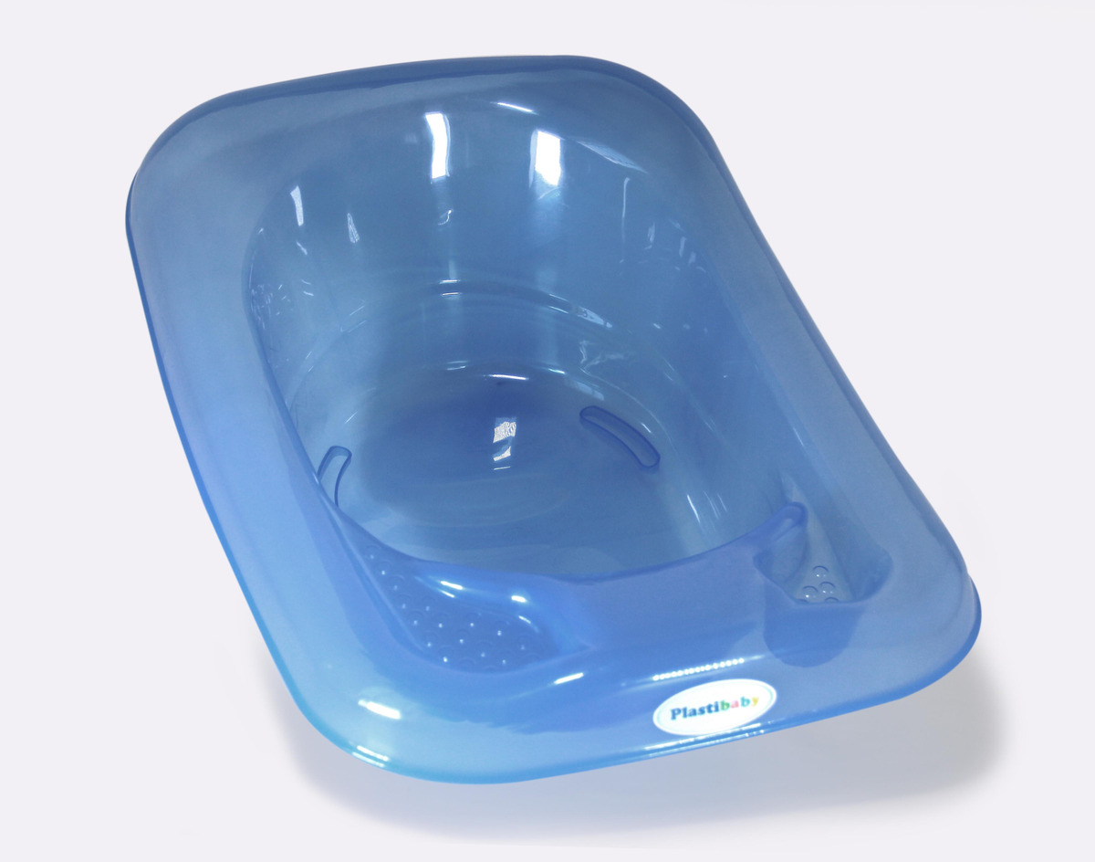 Banheira Bebê 32 Lts Valvula Água Transparente Plastibrasil - Azul