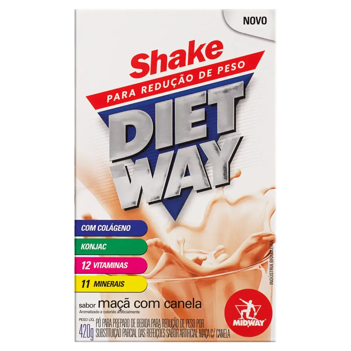 Shake Pó Para Redução De Peso Maçã E Canela Midway Diet Way Caixa 420g