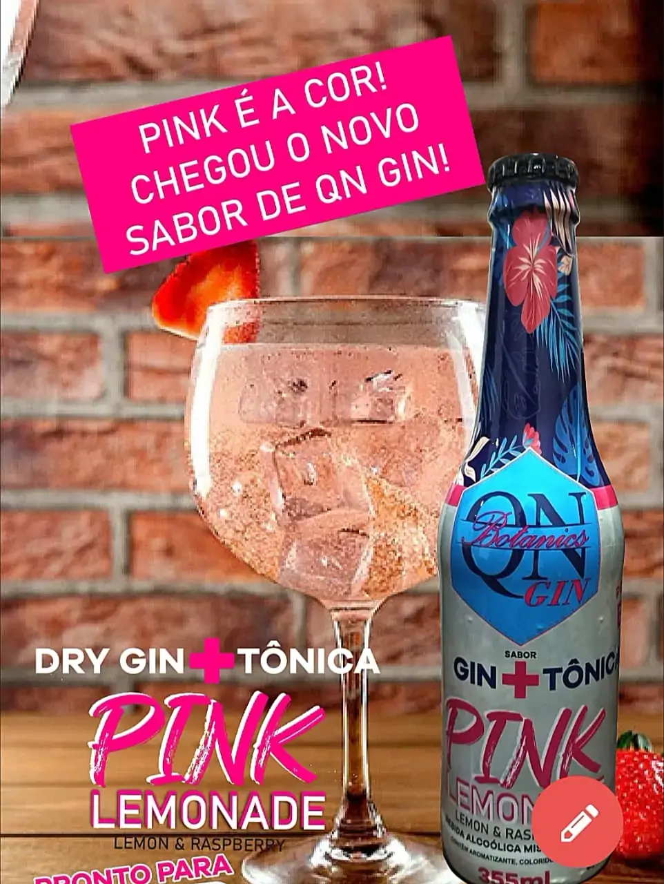 Coquetel Dry Gin Tonica Qn 355ml Pink Lemonade