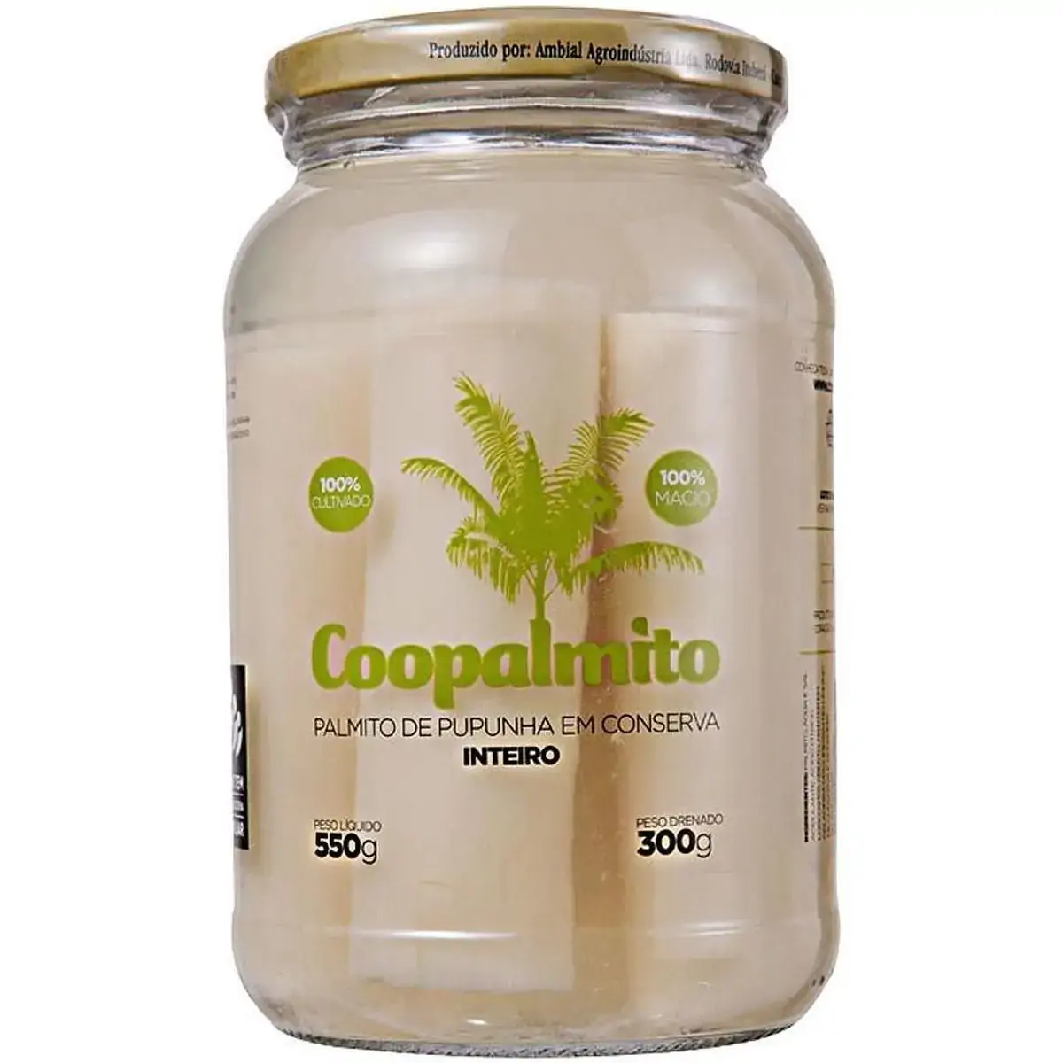 Palmito Açaí Em Conserva Inteiro Coopalm Vidro 300g