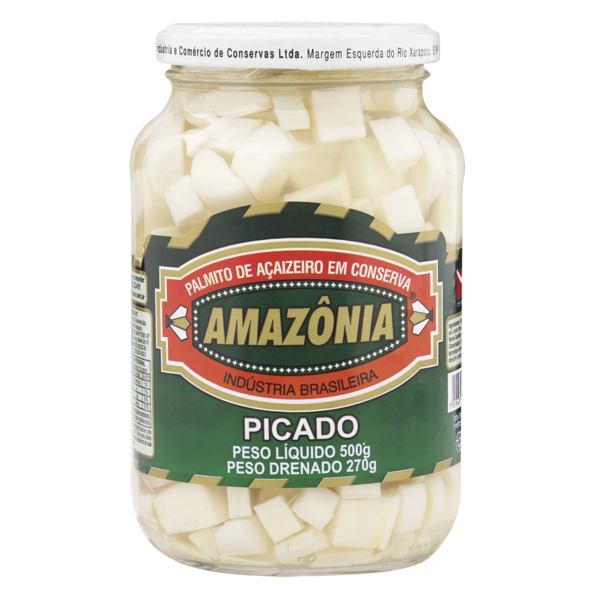 Palmito Açaí Em Conserva Picado Amazônia Vidro 270g