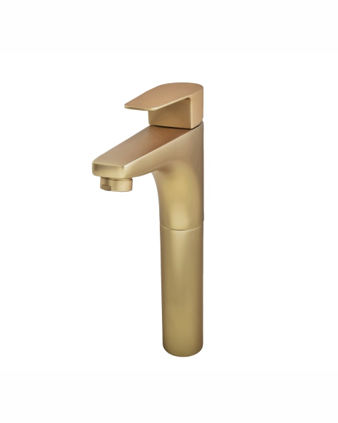 Torneira Misturador Monocomando Alto - Dourado Fosco - Color Led