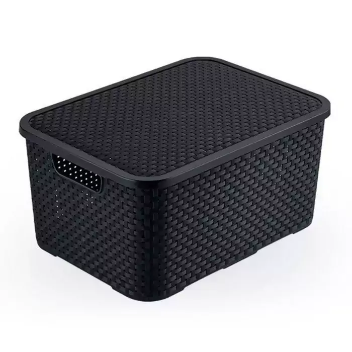 Caixa Organizadora Rattan 15 L Preta Monte Líbano (1906)