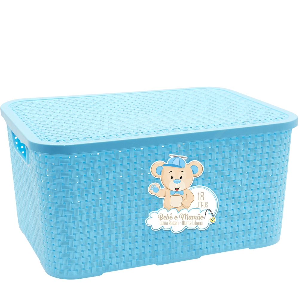 Caixa Rattan Azul 18l Bm2090 Monte Libano