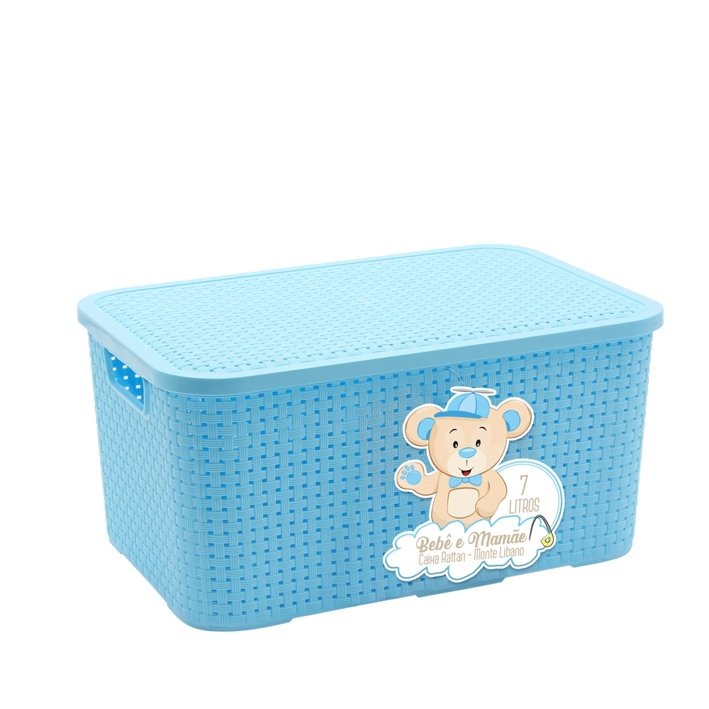 Caixa Rattan Azul 7l Bm2091 Monte Libano