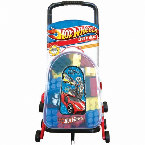 Malinha Divertida Leva E Traz Hot Wheels Com 100 Blocos