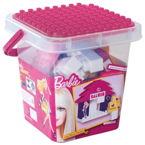 Balde Meus Blocos Fabulosos Barbie 104 Peças 9010 Fun
