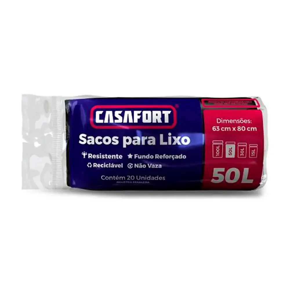 Saco De Lixo Casafort Rl Ec 50lts Pr C/20