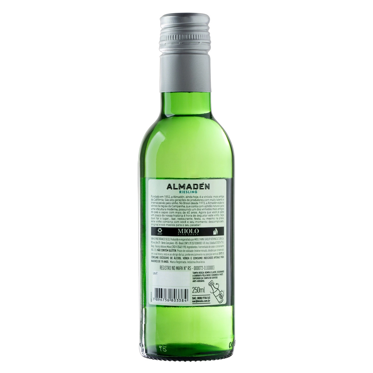 Vinho Brasileiro Branco Seco Almadén Riesling Campanha Garrafa 250ml