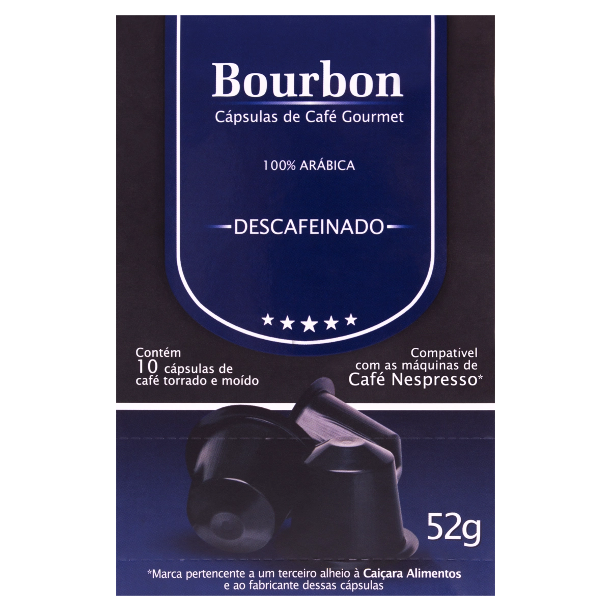 Café Em Cápsula Torrado E Moído Descafeinado Bourbon Gourmet Caixa 52g 10 Unidades