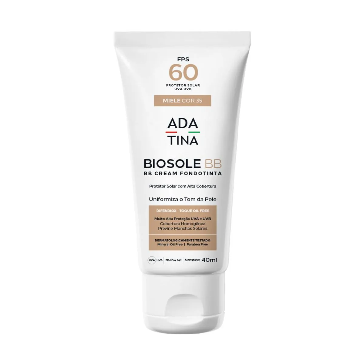 Protetor Solar Ada Tina Biosole BB Mielle FPS 60 40ml