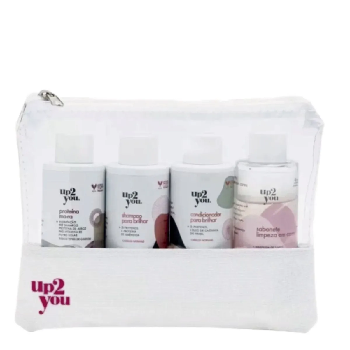 Kit Necessaire Shampoo Condicionador Sabonete Líquido Proteína Up2you Para Brilhar 100ml Cada