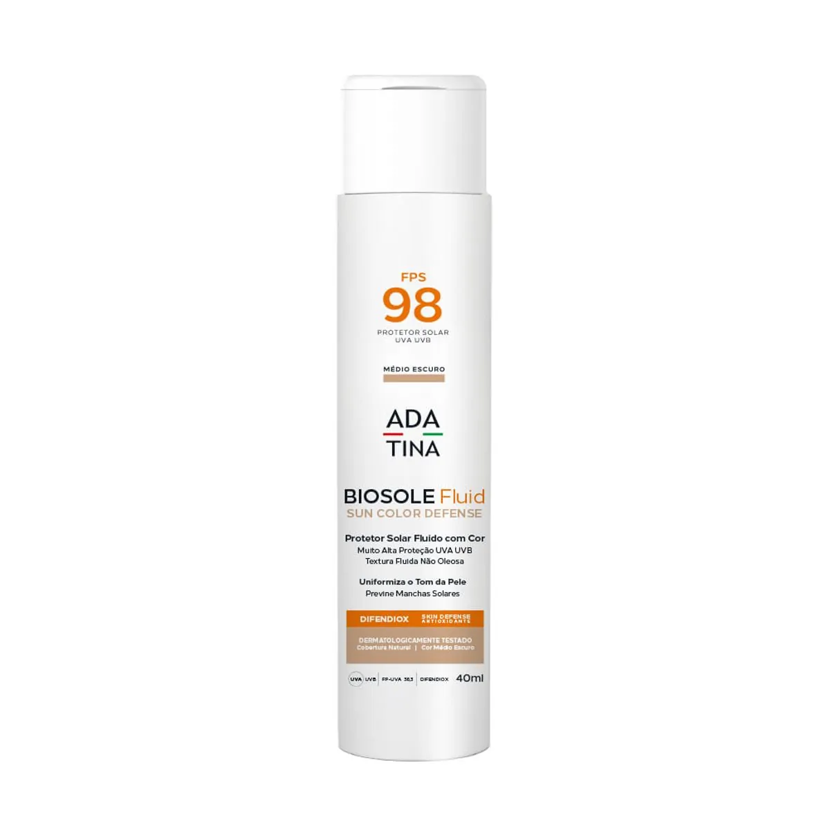 Protetor Solar Ada Tina Biosole Fluid Medio-Escuro FPS 98 Médio Escuro