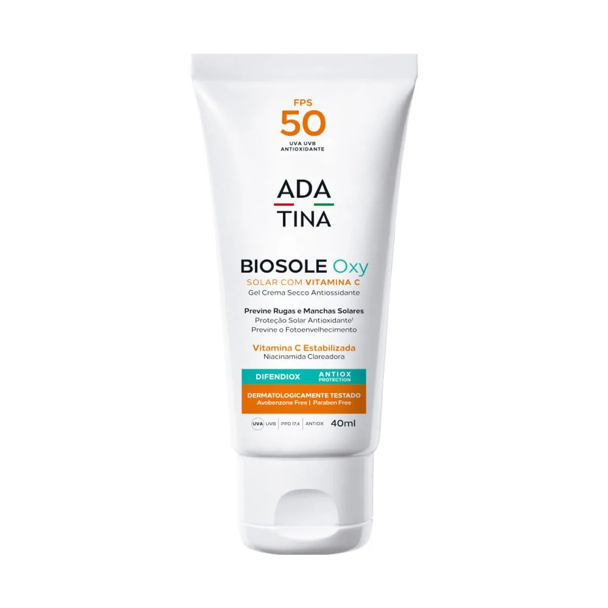 Protetor Solar Antioxidante Fps 50 Ada Tina Biosole Oxy Caixa 40ml