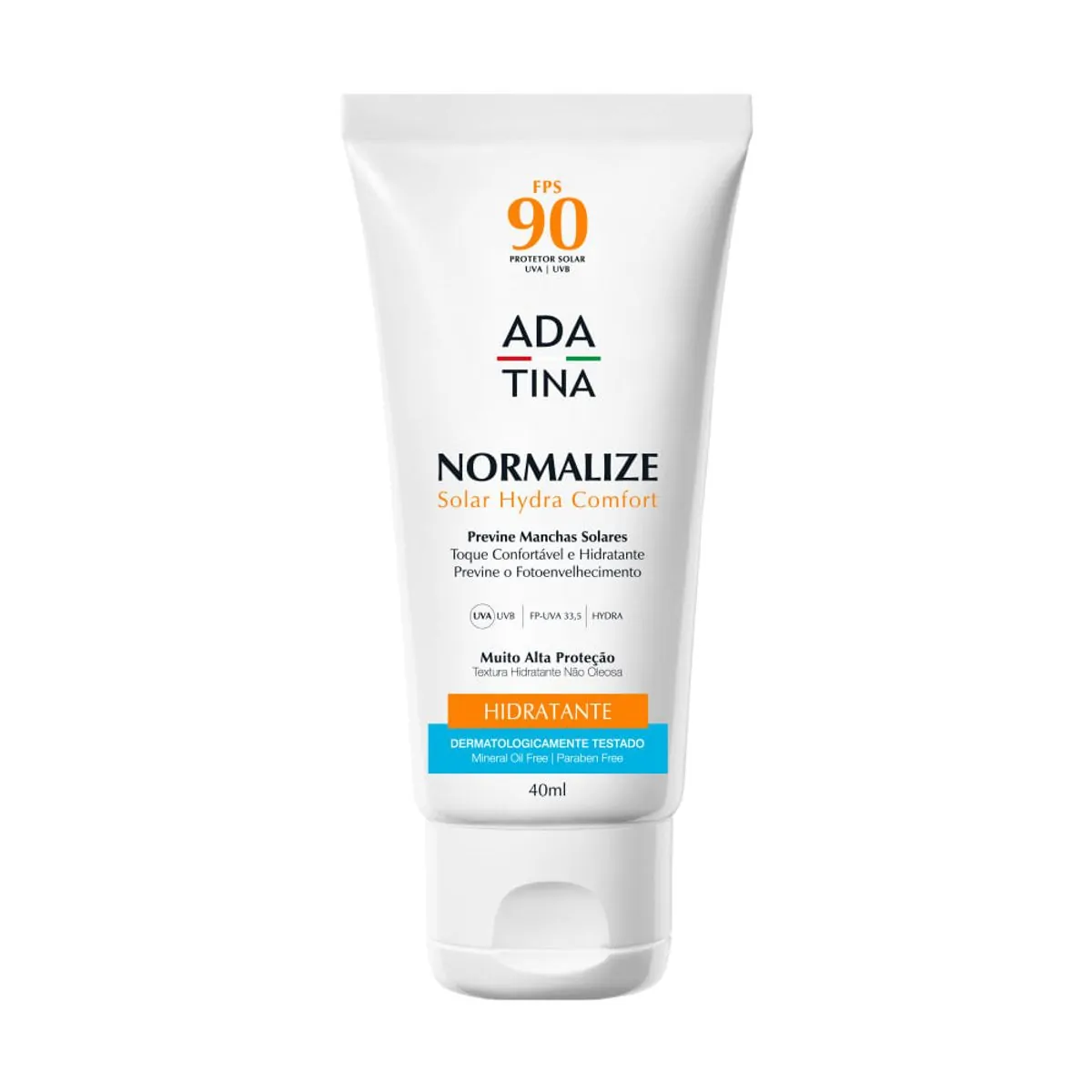 Protetor Solar Ada Tina Normalize Hydra Comfort FPS 90 40ML