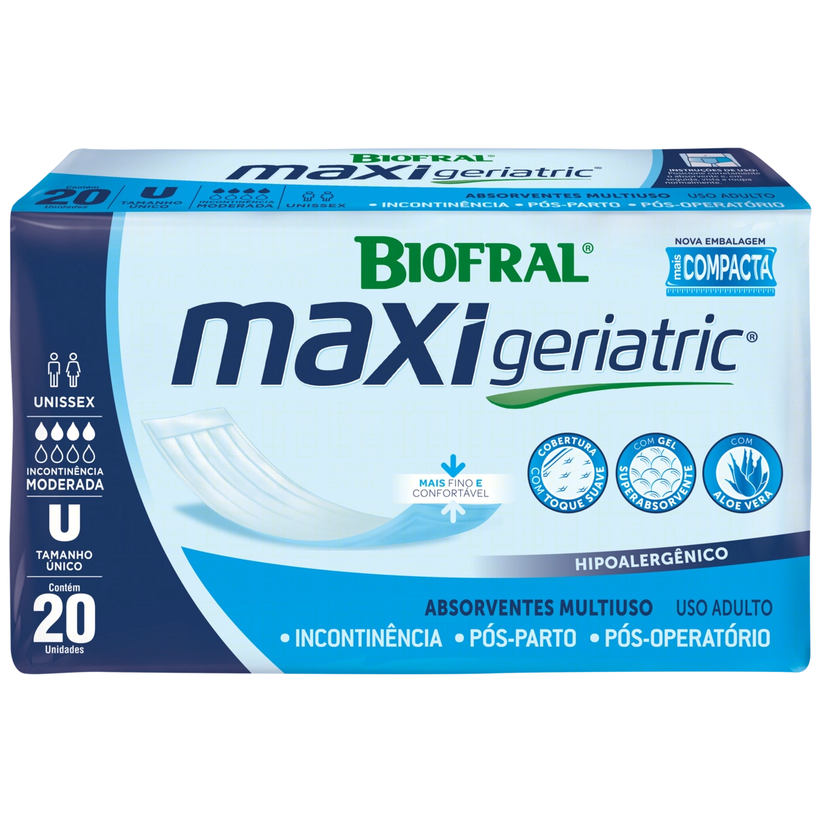 Absorvente Pós Parto/pós Operatório Biofral Maxi Geriatric único Pacote 20 Unidades