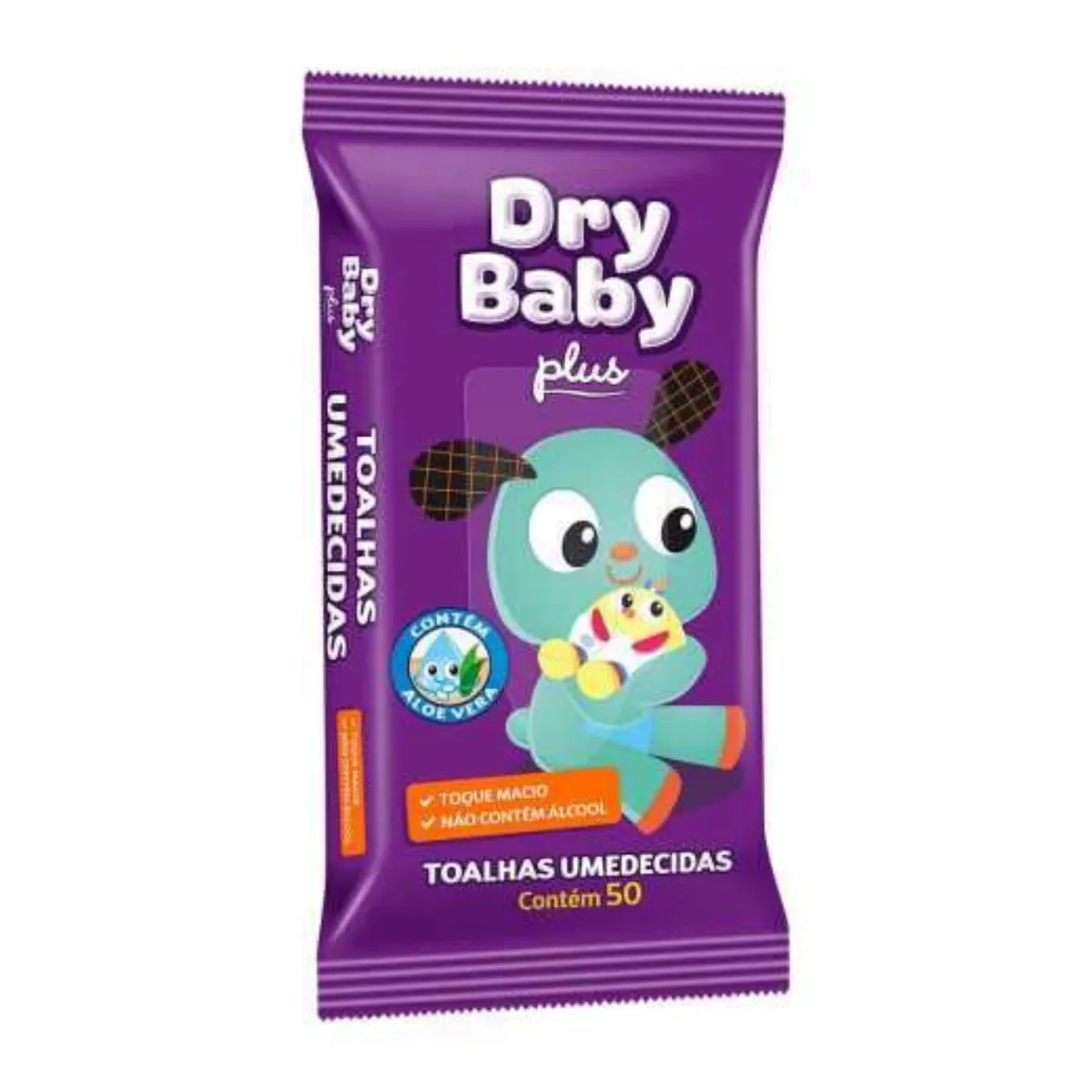 Toalha Umedecida Macia Dry Baby Plus Pacote 50 Unidades