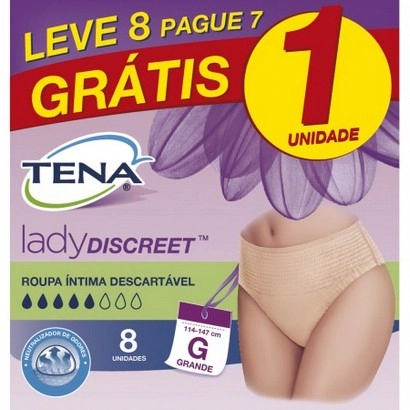 Roupa íntima Lady Discreet 8 Unidades 502g Tena