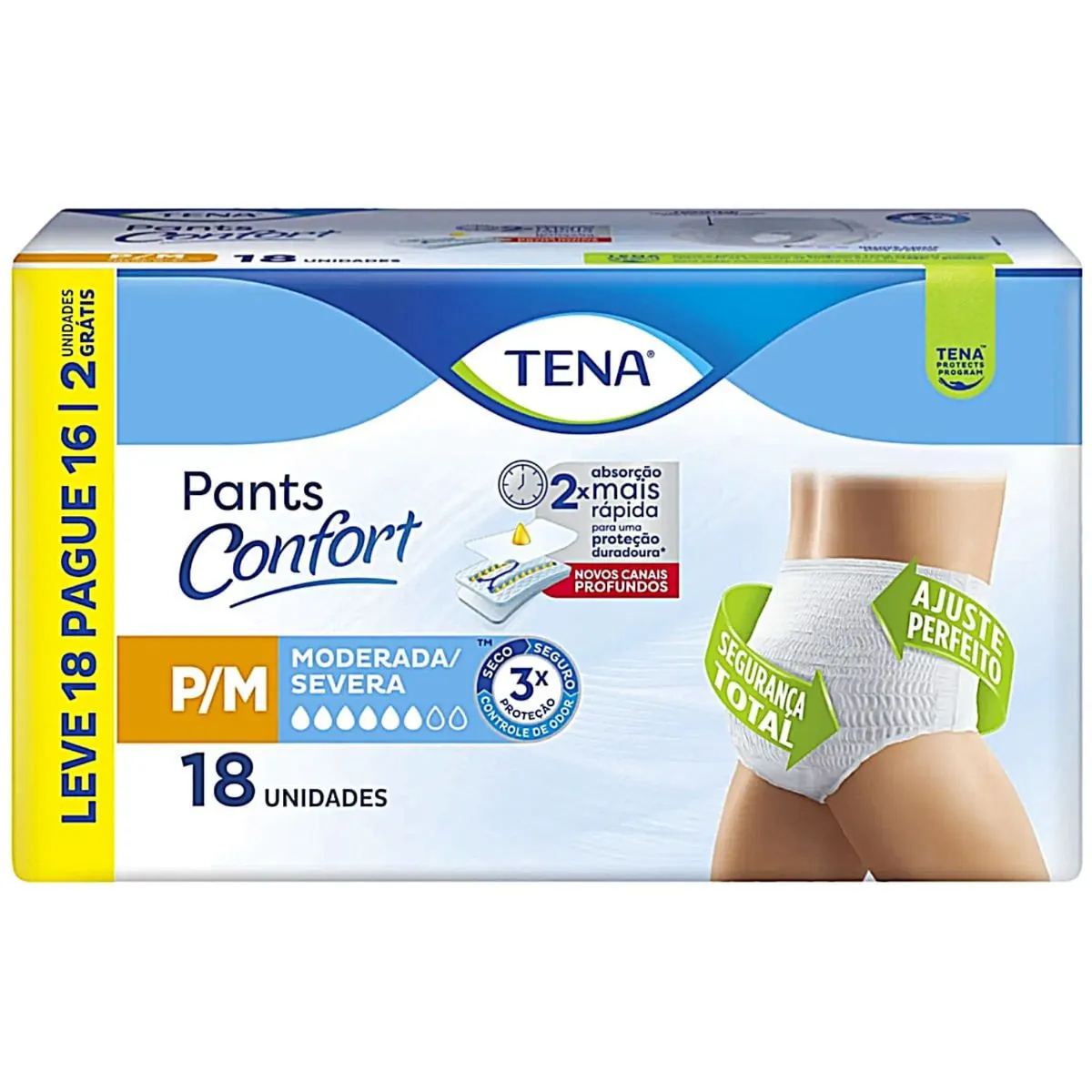 Roupa íntima Descartável Unissex Pants Tena Confort P/m Pacote Leve 18 Pague 16 Unidades