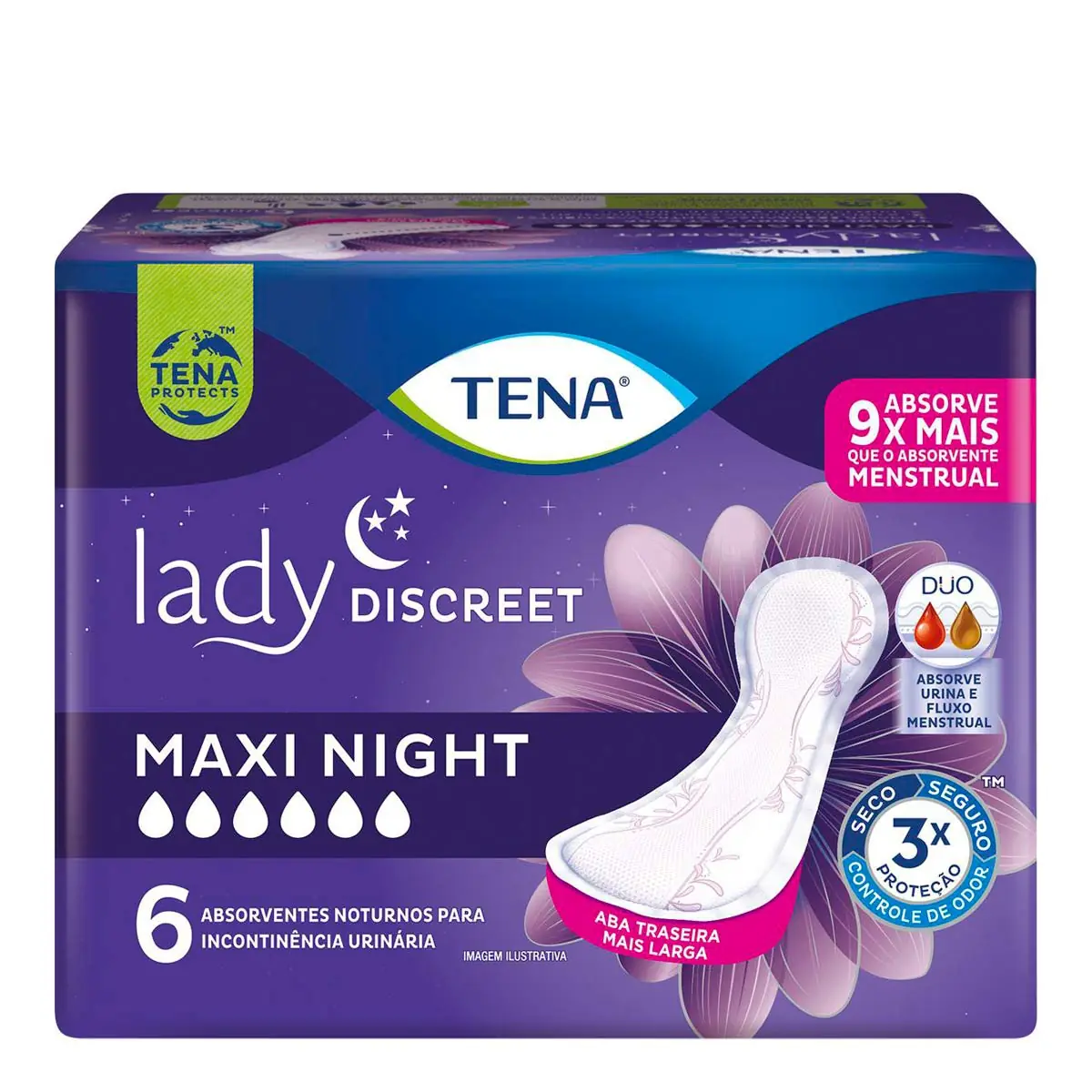 Absorvente de Incontinência Feminino TENA Lady Discreet Maxi Night Noturno - 6 unidades