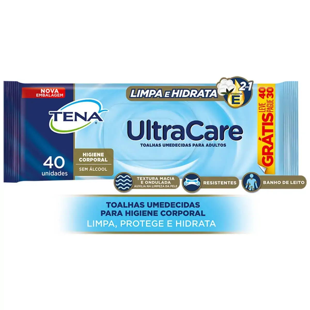 Toalha Umedecida Adulta Tena Ultra Care