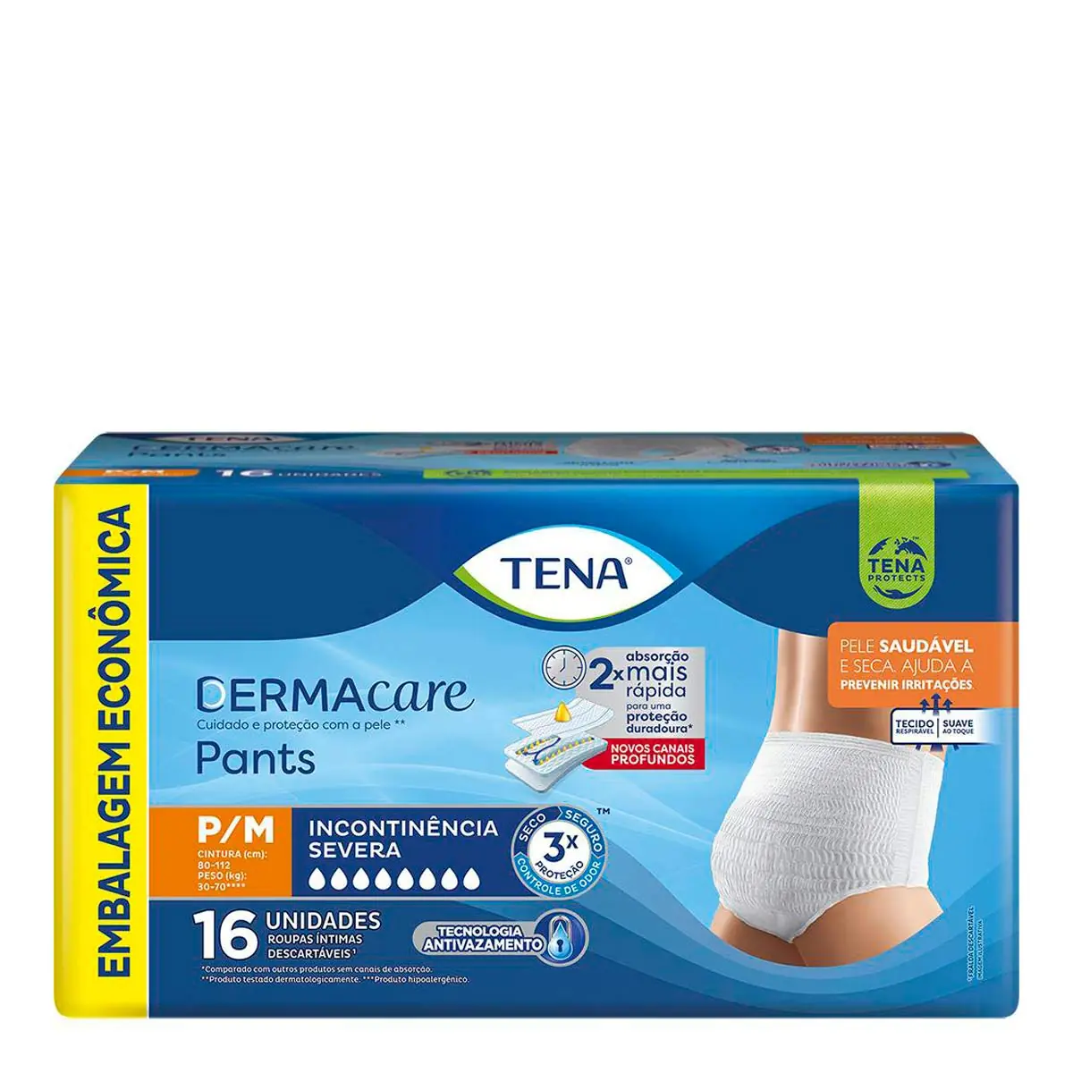 Roupa íntima Descartável Tena Dermacare Pants P/m Pacote 16 Unidades Embalagem Econômica