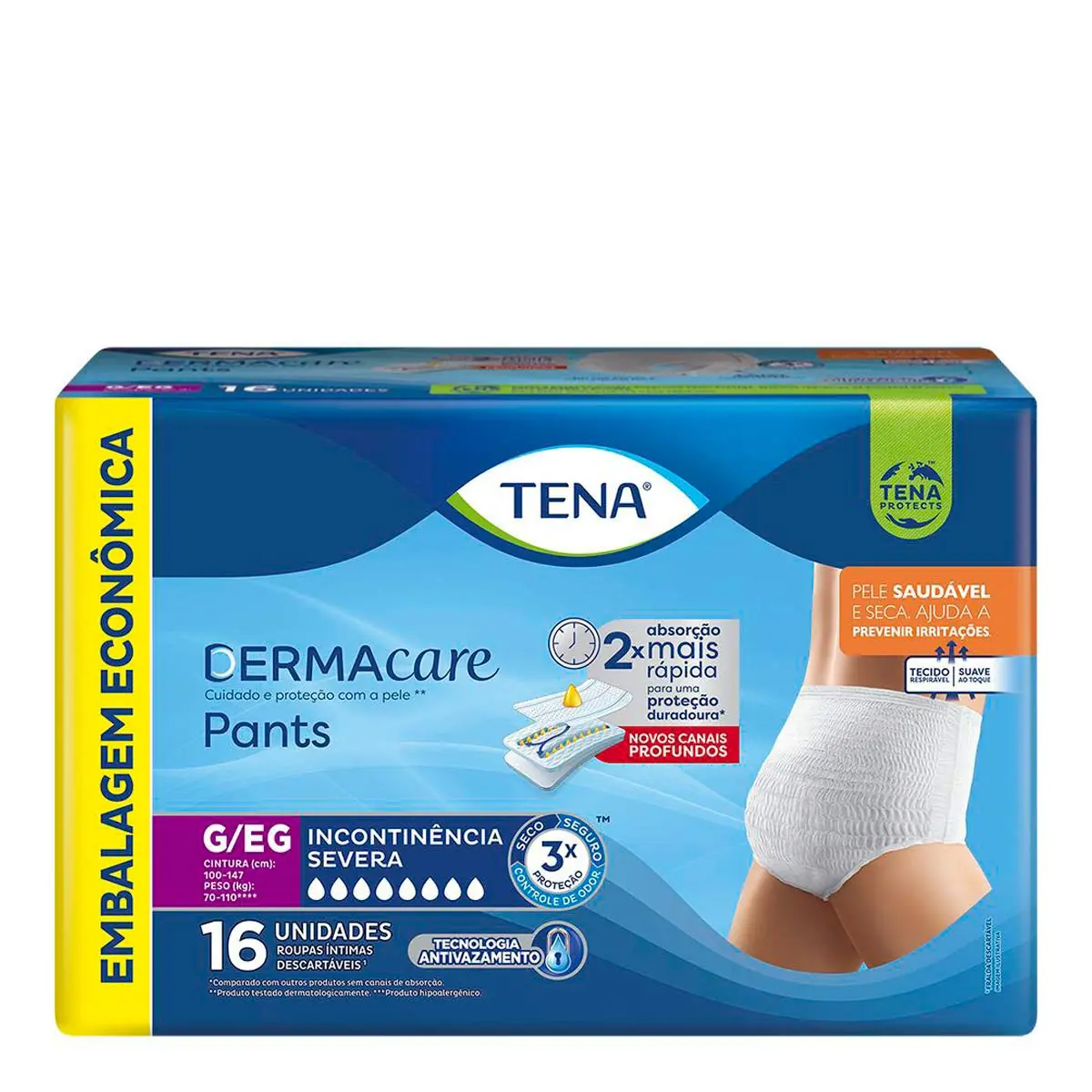 Roupa íntima Descartável Tena Dermacare Pants G/eg Pacote 16 Unidades Embalagem Econômica