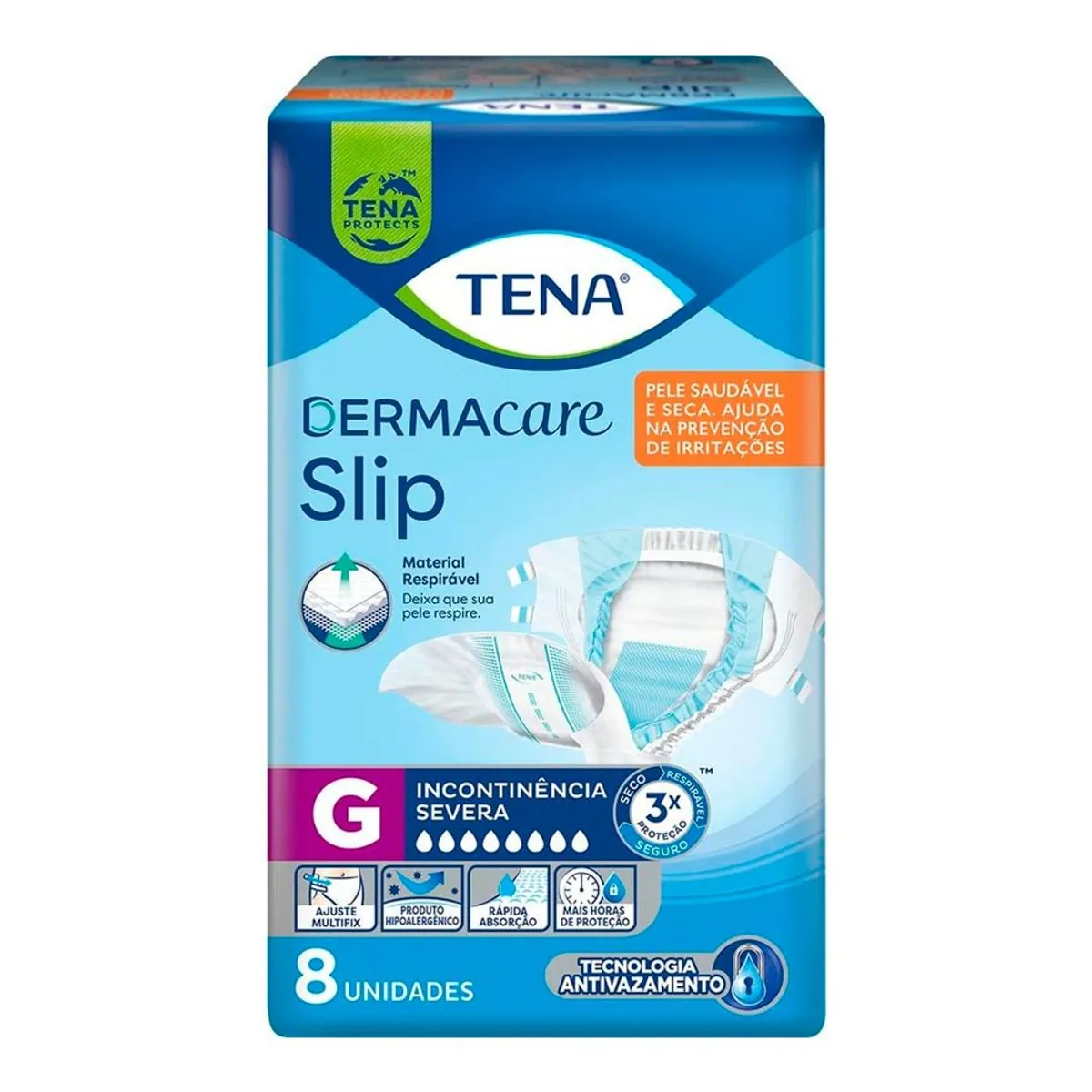 Fralda Geriátrica G Tena Slip Dermacare 8 Unidades