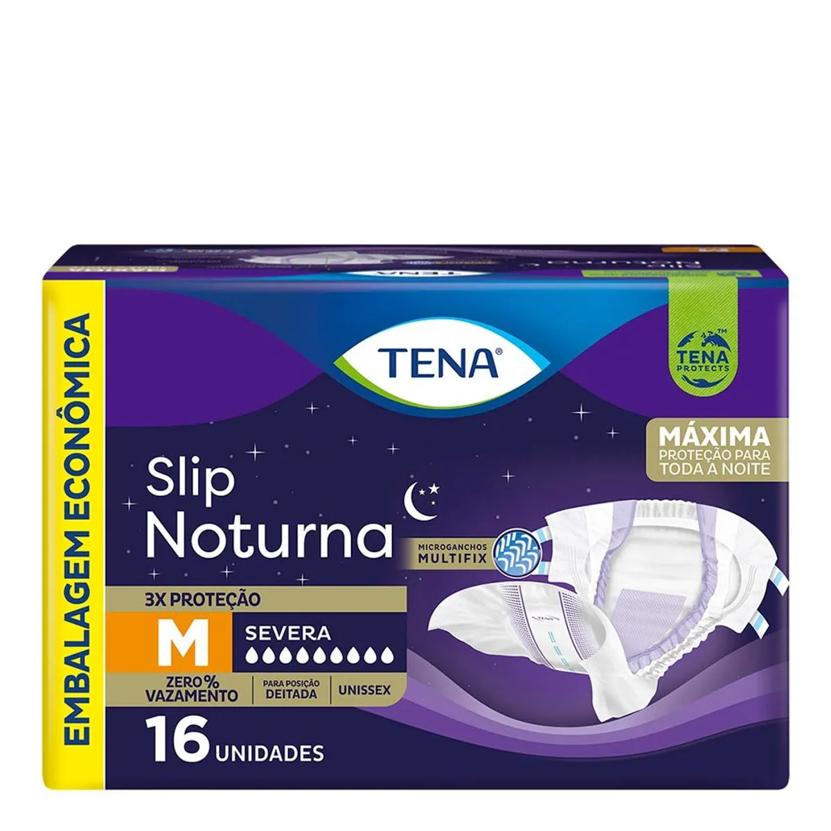 Fralda Descartável Tena Slip Noturna M Pacote 16 Unidades Embalagem Econômica