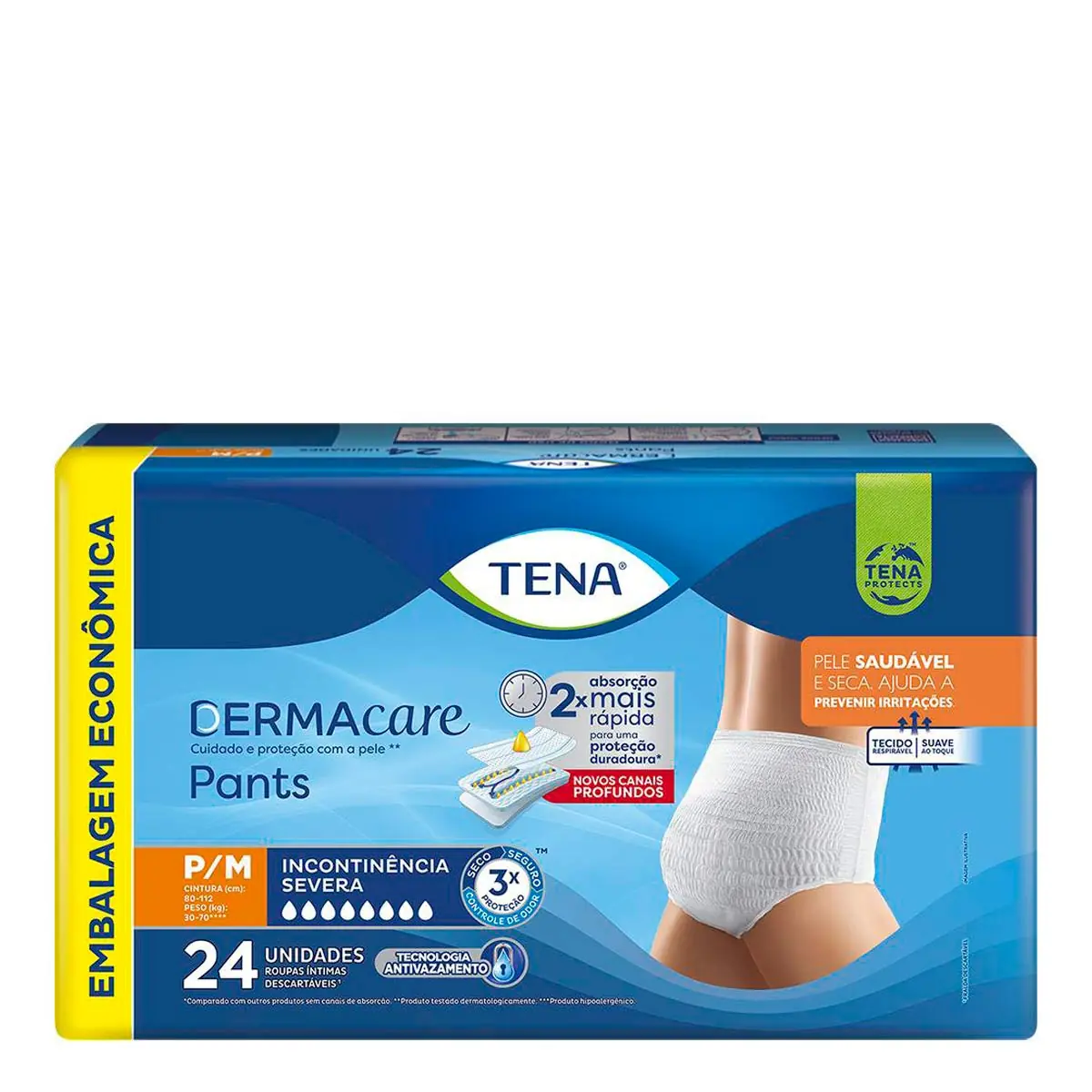 Roupa íntima Descartável Tena Dermacare Pants P/m Pacote 24 Unidades Embalagem Econômica