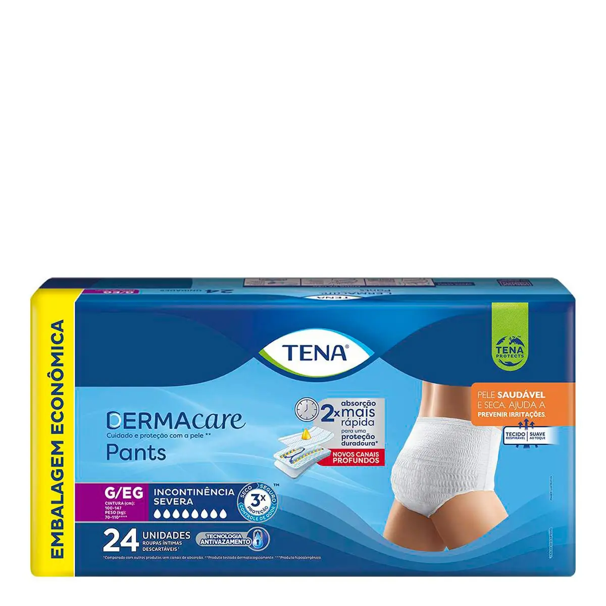 Roupa íntima Descartável Tena Dermacare Pants G/eg Pacote 24 Unidades Embalagem Econômica