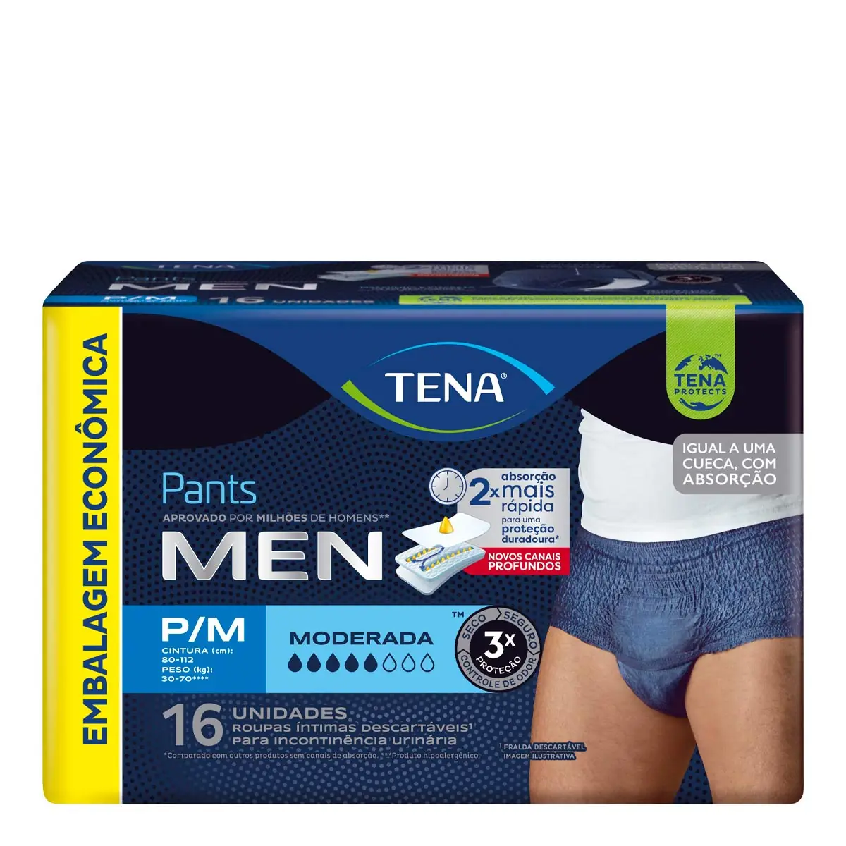 Roupa íntima Descartável Tena Pants Men P/m Pacote 16 Unidades Embalagem Econômica
