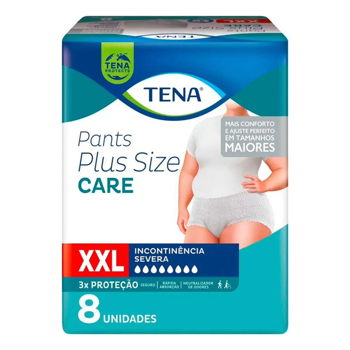 Roupa íntima Descartável Unissex Tena Pants Plus Size Care Xxl Pacote 8 Unidades