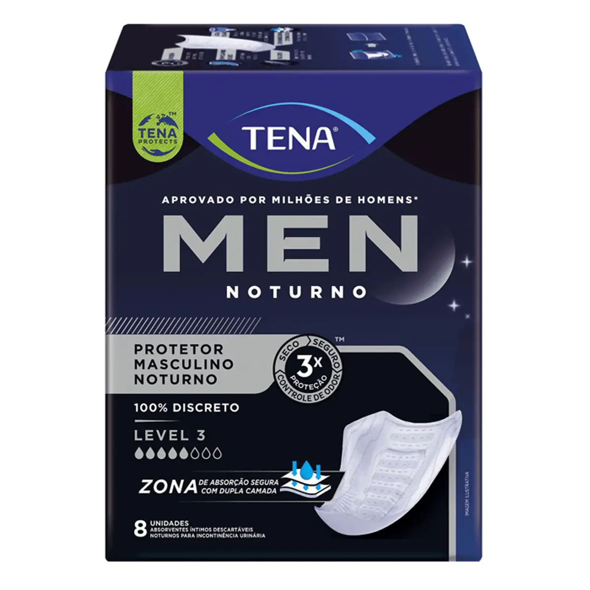 Absorvente Para Incontinência Urinária Tena Men Noturno Pacote 8 Unidades