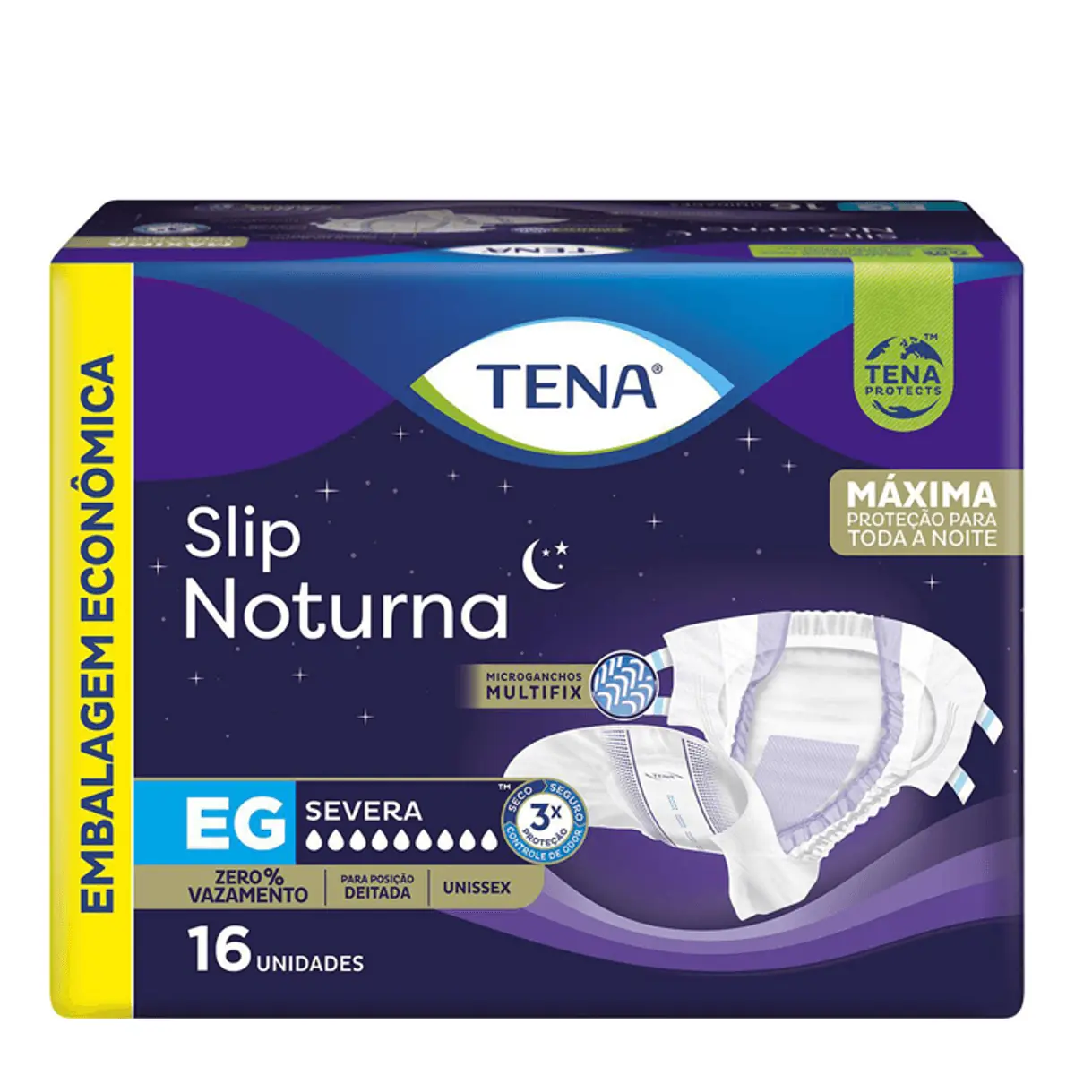 Fralda Descartável Adulto Tena Slip Noturna Eg Pacote 16 Unidades Embalagem Econômica