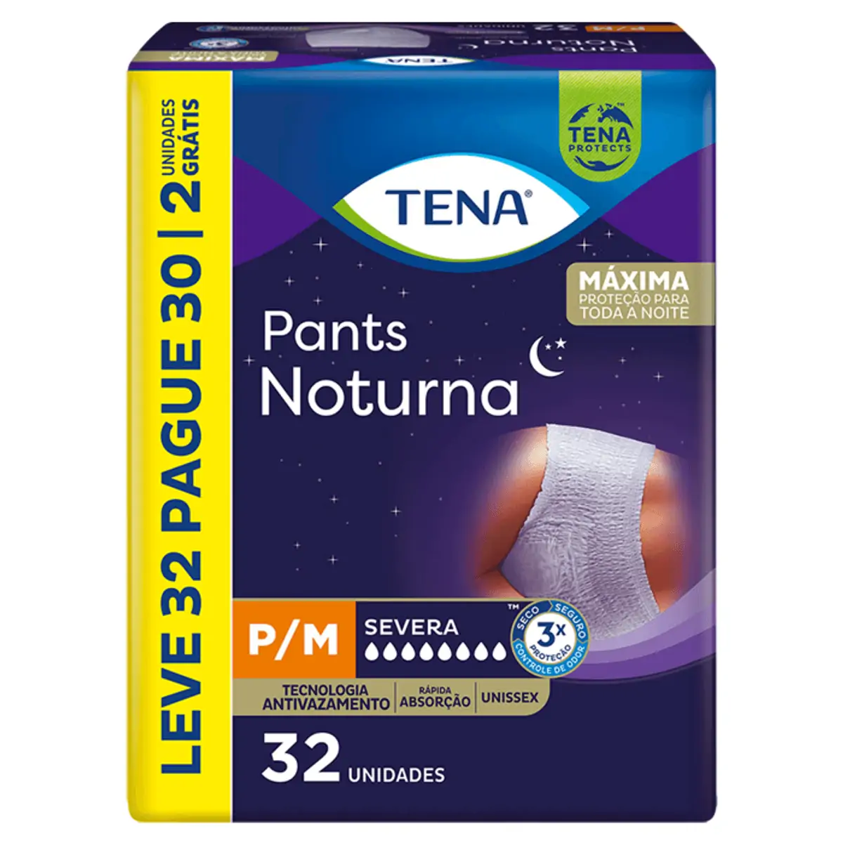 Roupa íntima Descartável Unissex Tena Pants Noturna P/m Pacote Leve 32 Pague 30 Unidades