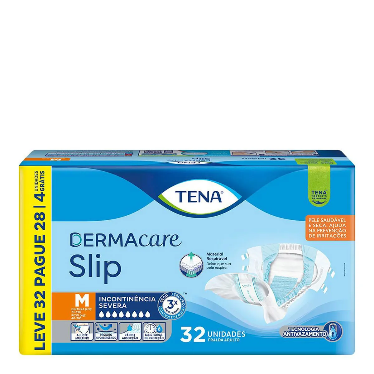 Fralda Geriátrica Tena Dermacare Slip M 32 Unidades