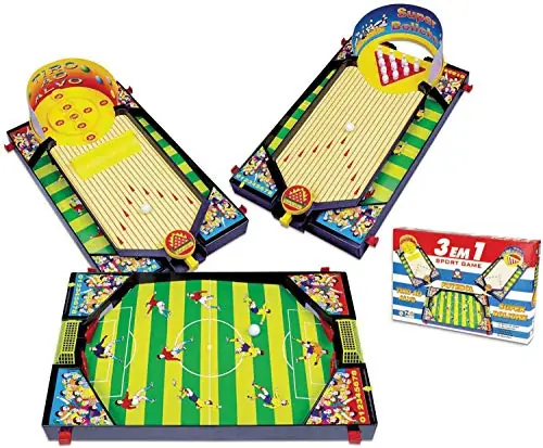 Jogo 3 em 1 Sport Game - Tiro ao Alvo - Futebol - Boliche - Braskit