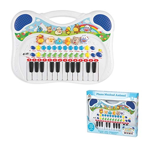 Piano e Teclado Musical Infantil Animal - Azul - Braskit