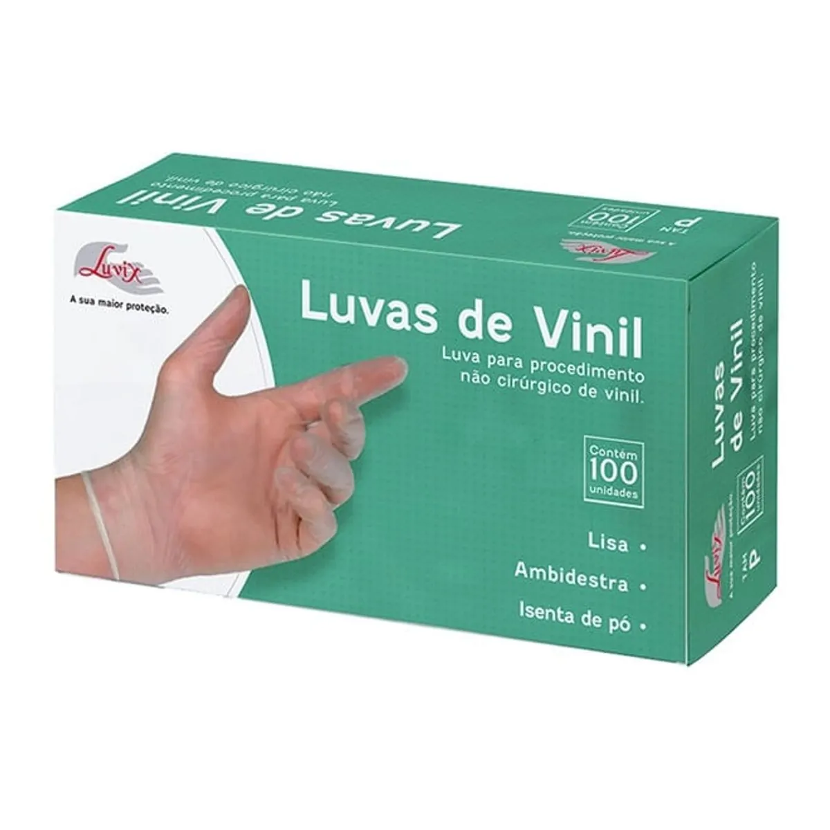 Luva Vinil Não Cirúrgico, Sem Pó Cx 100 Unids