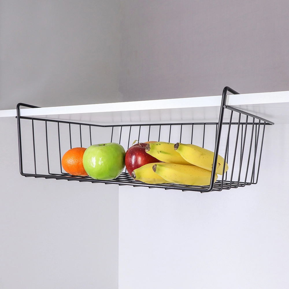Cesto Suspenso 46cm Para Prateleira Organizador De Cozinha Preto Viena