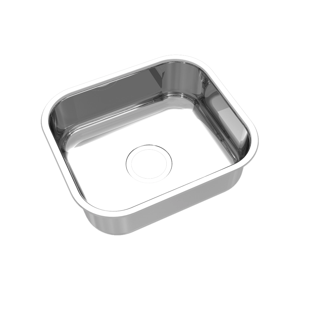 Cuba para Cozinha Simples de Embutir em Aço Inox 304 Polido Quadrada 40x34x17cm 0,6mm 3.1/2" Mekal
