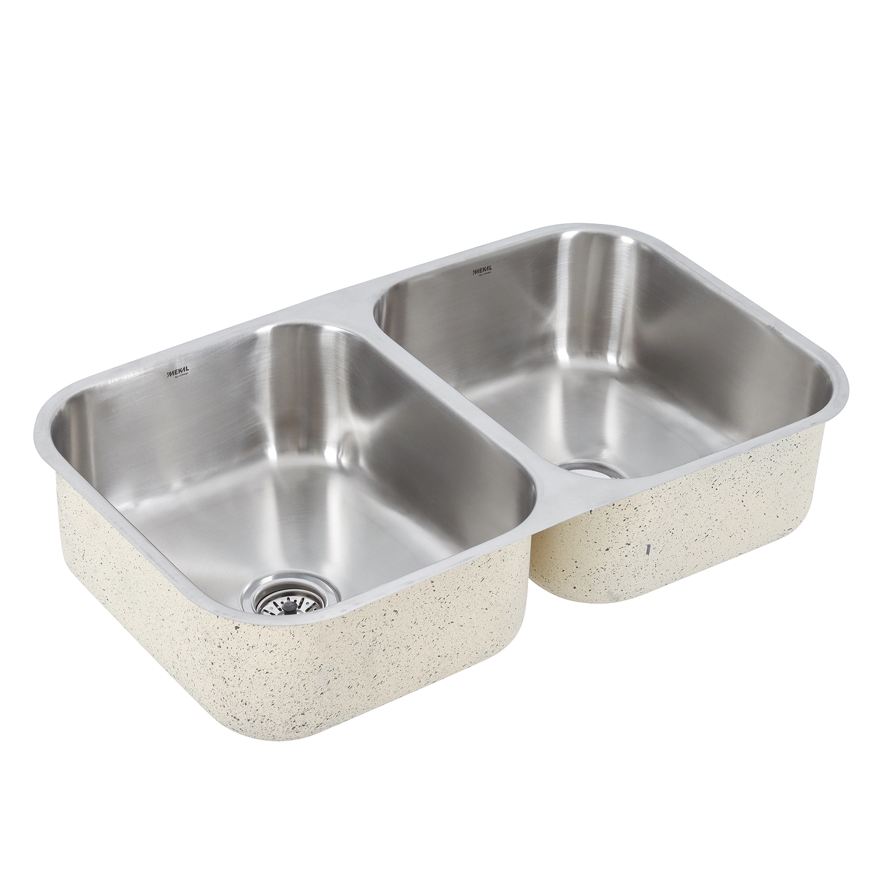 Cuba para Cozinha Dupla de Embutir ou Sobrepor em Aço Inox 304 Fosco Retangular 70x40x17cm 0,6mm 3.1/2" Mekal