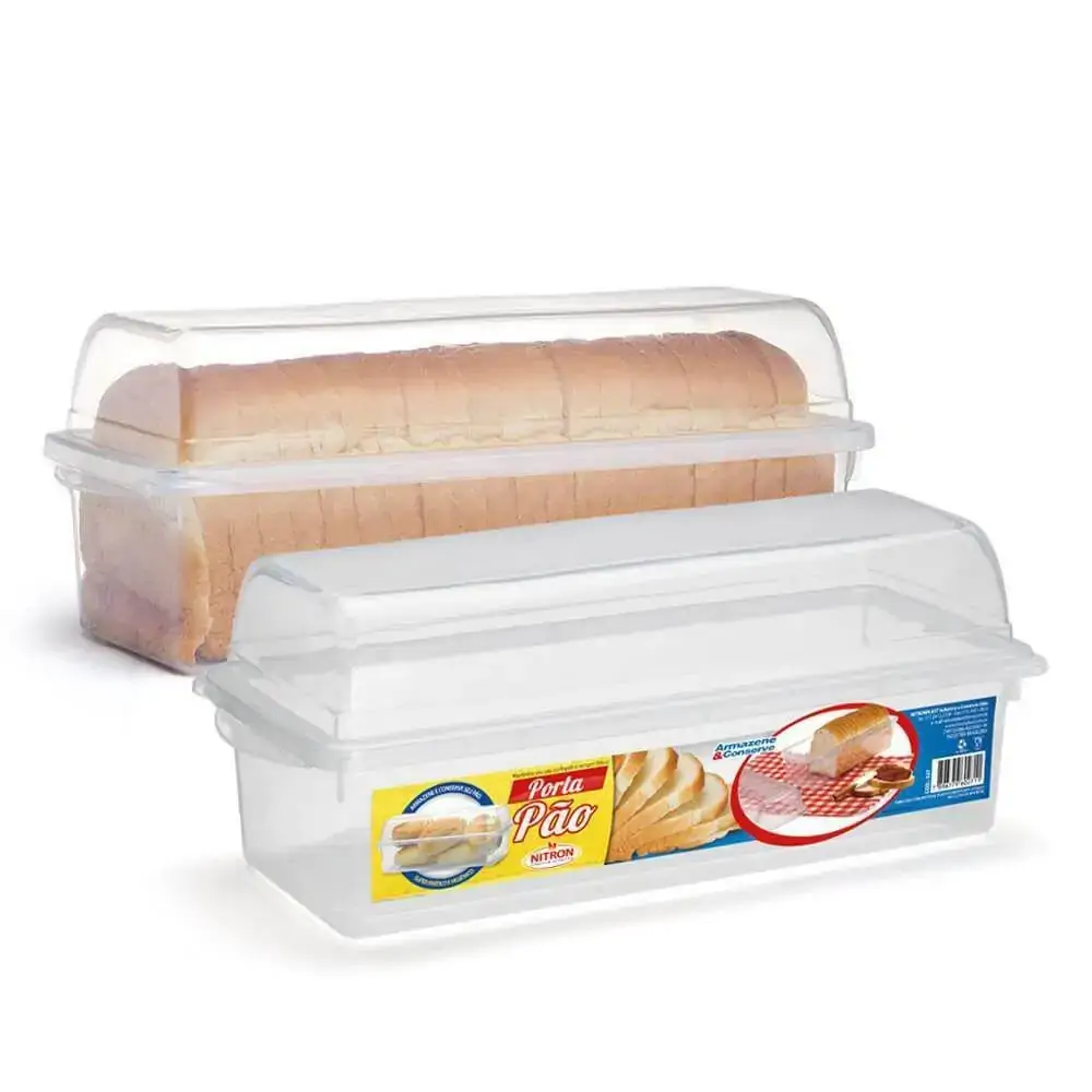 PORTA PAO FORMA FRANCES BISCOITOS COM TAMPA TRANSPARENTE
