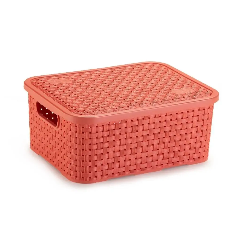 Cesto Organizador PP Telado Rattan C/ Tampa Coral - 138115