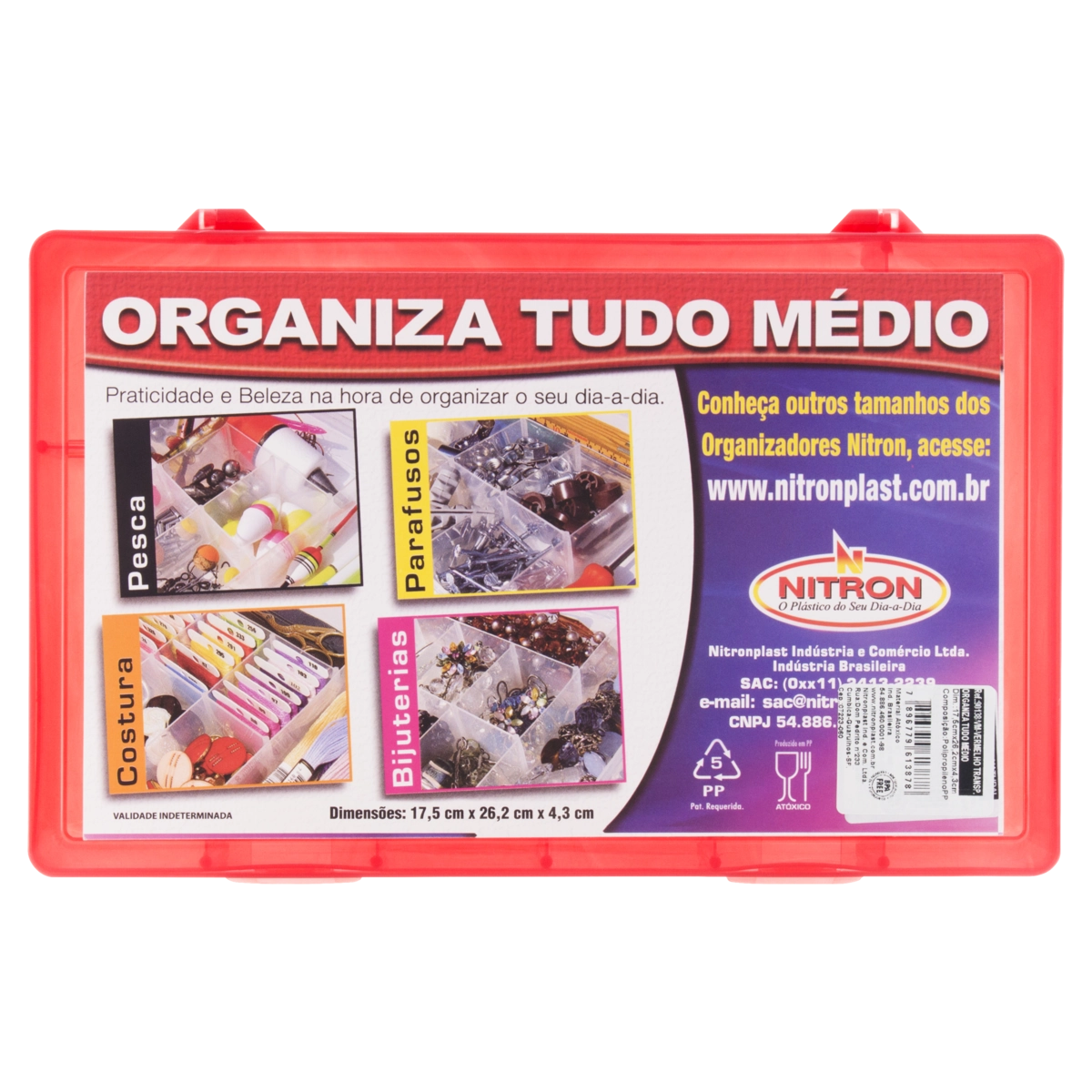 Organizador Vermelho Com Divisórias Nitronplast M