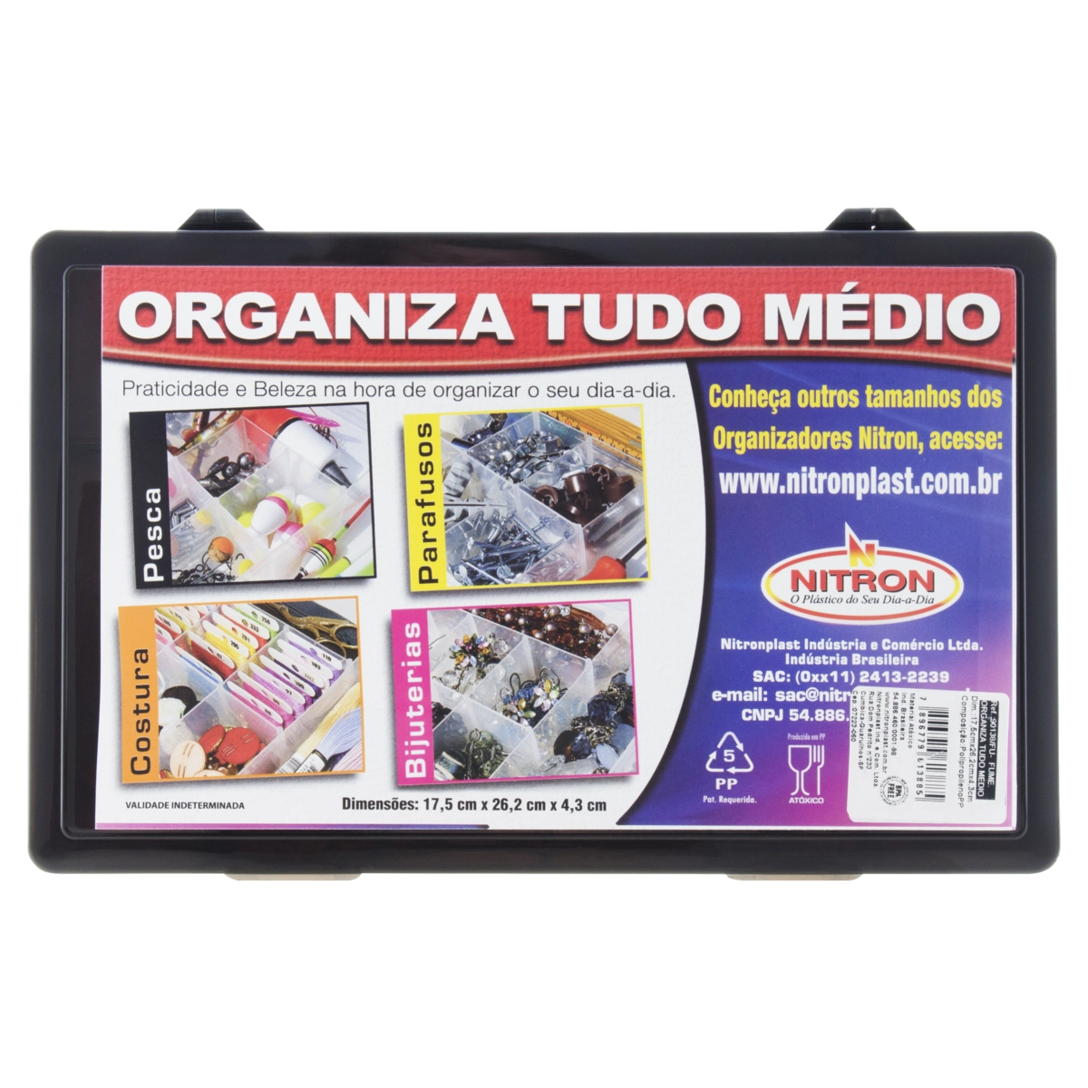 Organizador Fumê Com Divisórias Nitronplast M