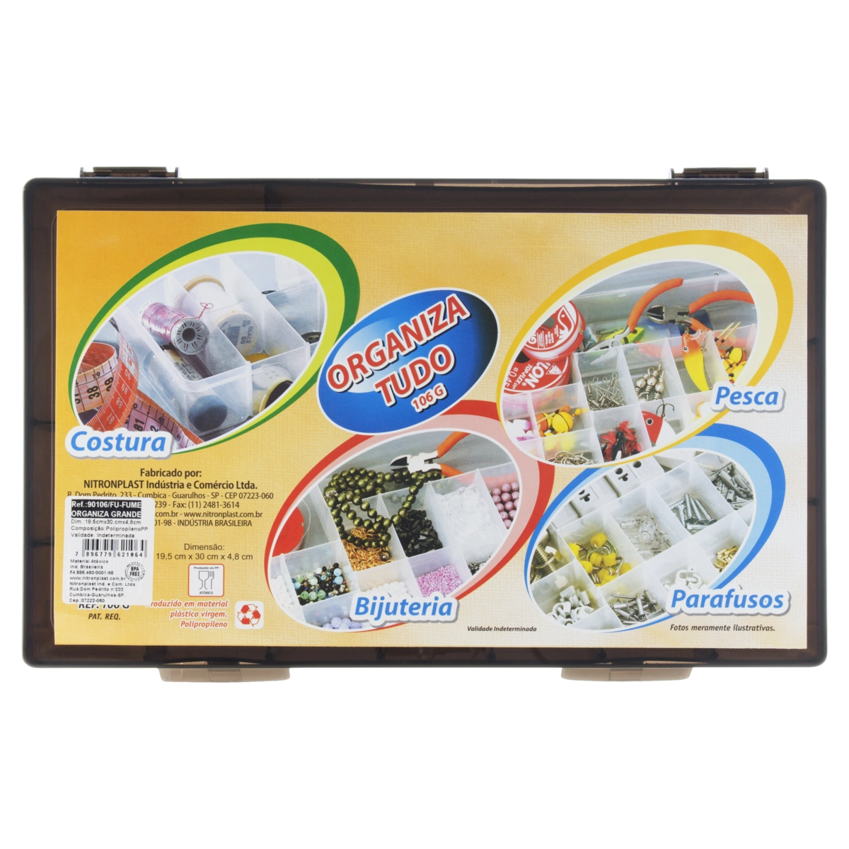 Organizador Fumê Com Divisórias Nitronplast G