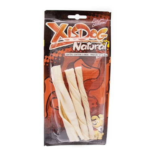 Osso Mastigável Enrolado Médio Para Cães Adultos Xisdog Natural Médio 50g 3 Unidades
